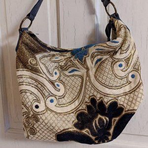 Plushmina Gold and Blue Shoulder Bag